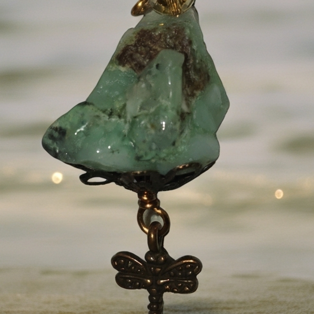 Bold Chunky Turqouse Stone Pendant with Bronze Accents Necklace